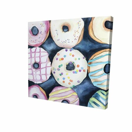 FONDO 16 x 16 in. Watercolor Delicious Looking Doughtnuts-Print on Canvas FO2786807
